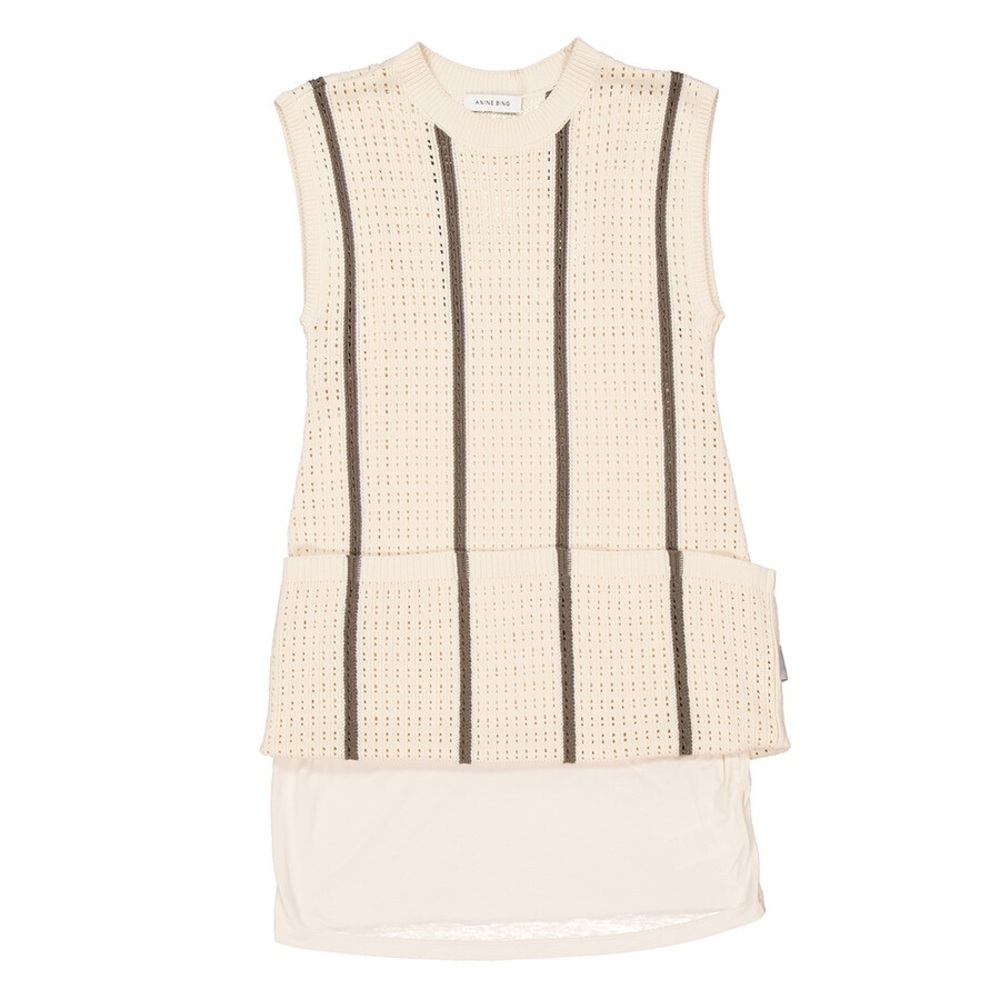 NWT ANINE BING CREAM OLIVE GREEN SLEEVELESS MINI DOUBLE LINED SWEATER DRESS - Picture 3 of 3